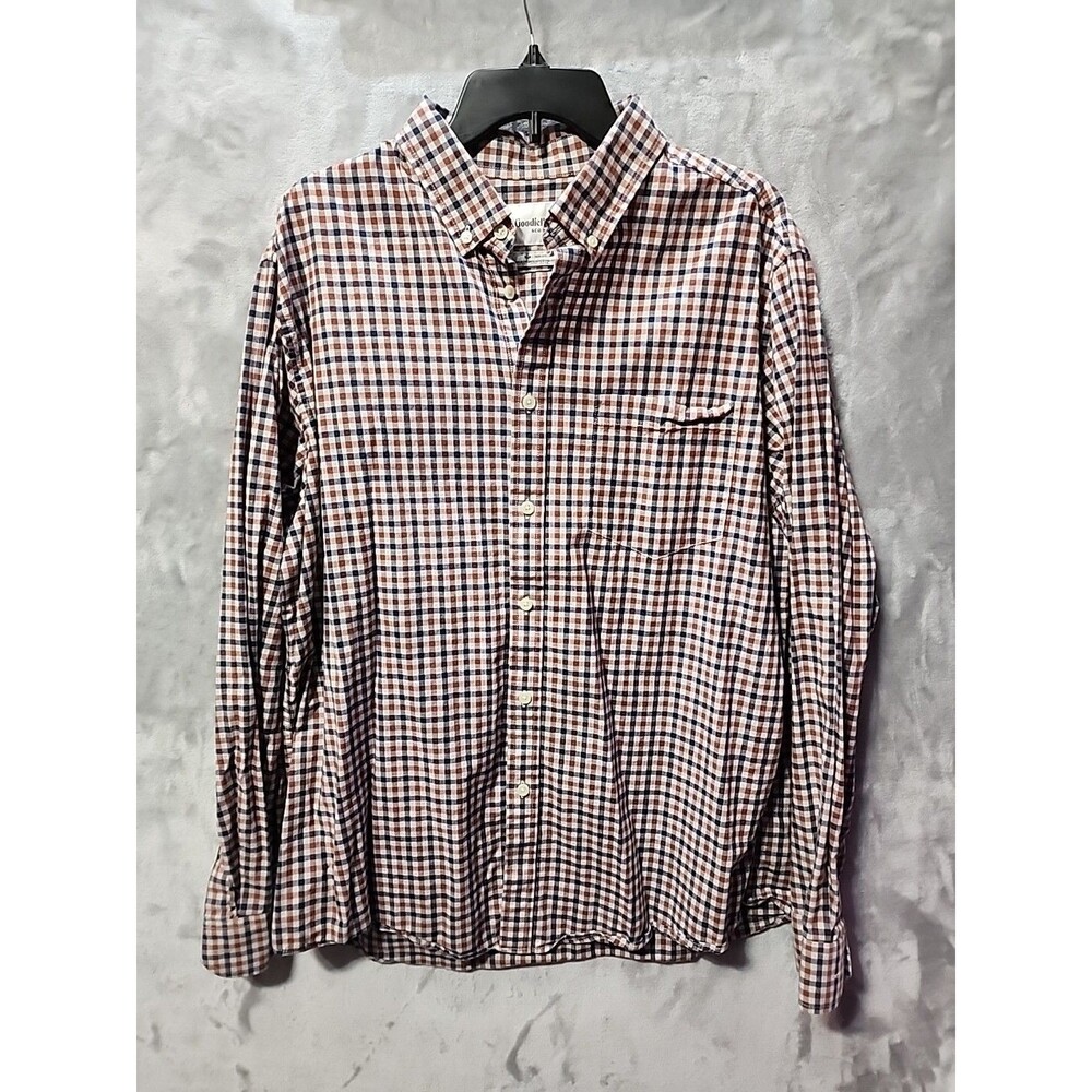 Goodfellow & Co Mens Button-Down Size XL Red White & Blue Check Shirt Casual